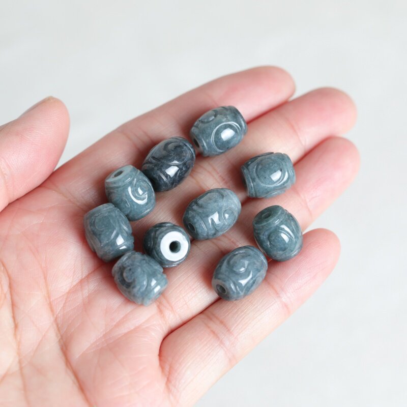 Bracelets - ลูกปัดหยกน้ำสีฟ้าธรรมชาติ 5 ชิ้น สำหรับทำสร้อยข้อมือ ต่างหู เครื่องประดับแฟชั่น