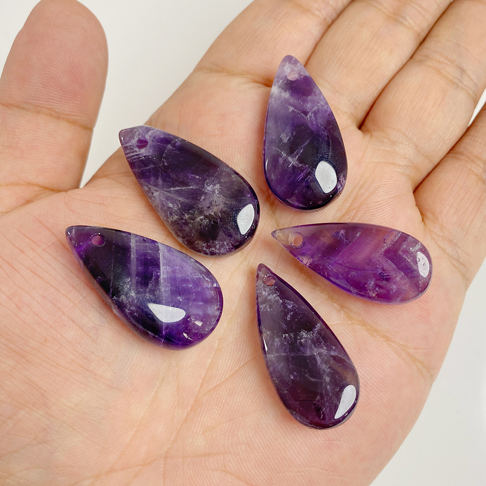 Crystal Pendant Necklace Natural Stone - 1ชิ้นรูปหยดน้ำขนาดใหญ่ liontin Batu อเมทิสต์ธรรมชาติเครื่องรางคริสตัลตาเสือสำหรับทำเครื่องประดับต่างหูสร้อยคอ DIY ทำด้วยมือ