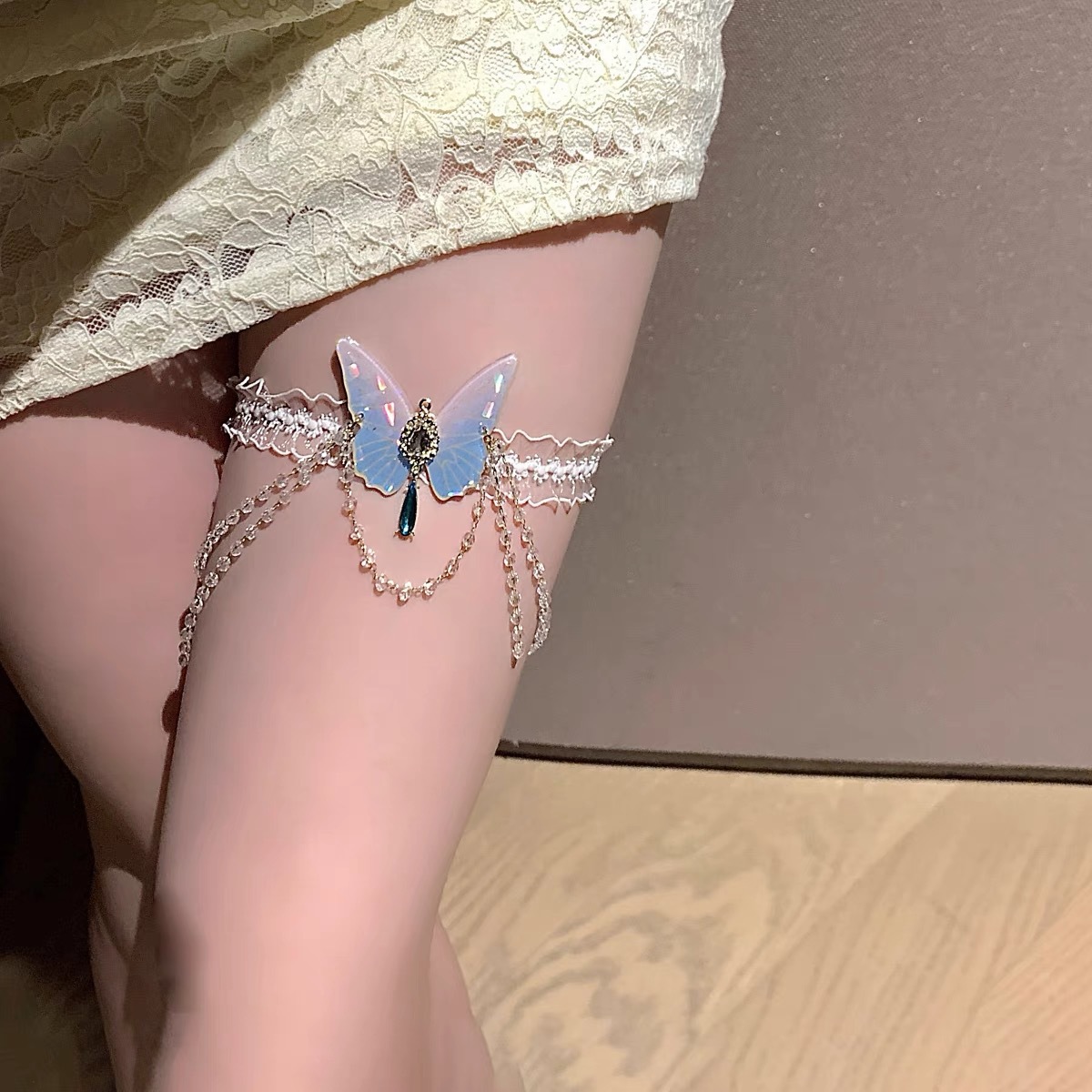 Body Jewelry - แฟชั่นรูปแบบผีเสื้อยืดหยุ่นลูกไม้ขาหวานสาวผู้หญิง Body CHAIN เครื่องประดับ
