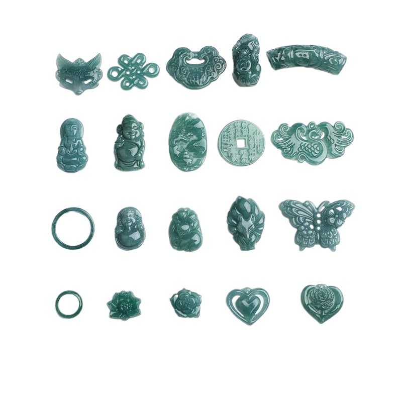 Earrings - 2 ชิ้น หยกน้ำสีน้ำเงินธรรมชาติ จี้รูปหัวใจจิ้งจอก สำหรับทำสร้อยข้อมือ DIY
