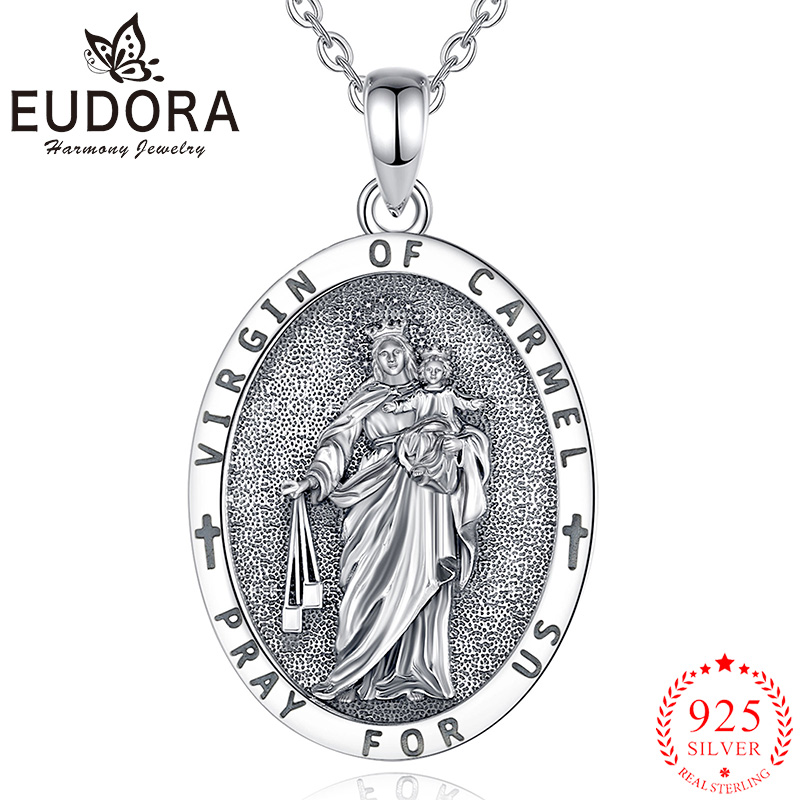 925 Sterling Silver Chain Necklace Men - Eudora 925 เงินสเตอร์ลิง Virgin Carmel สร้อยคอ