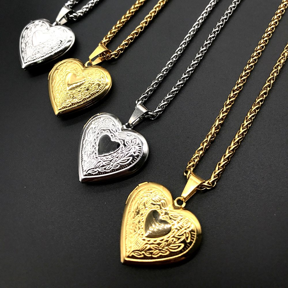 Heart Locket Necklace Photo - แฟชั่น Photo Locket สร้อยคอรูปหัวใจจี้ของขวัญเครื่องประดับสำหรับคนรัก