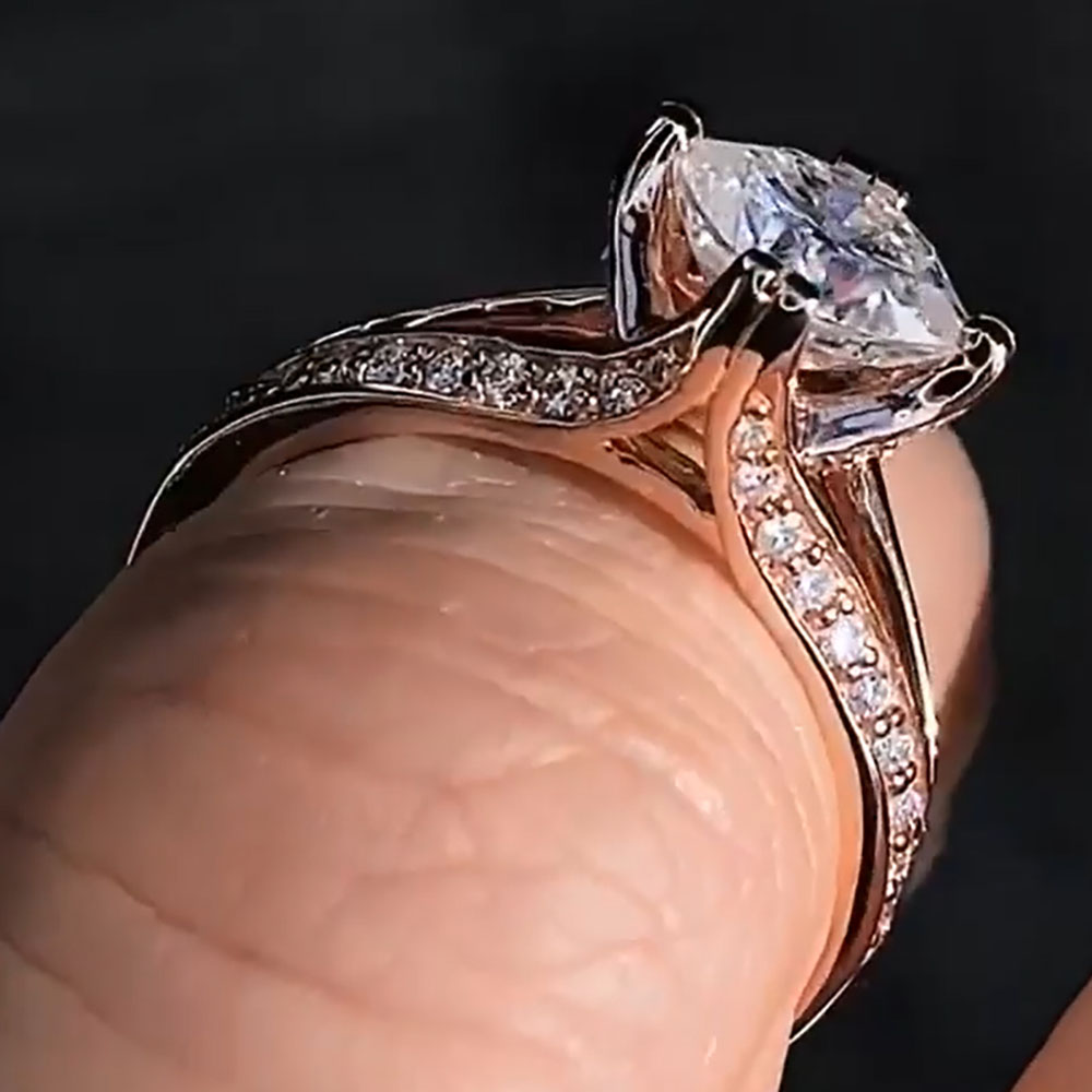 ที่กําหนดเอง 10K Rose Gold ผู้ - Moissanite Engagement Ring 1 Carat บทวิจารณ์และราคา