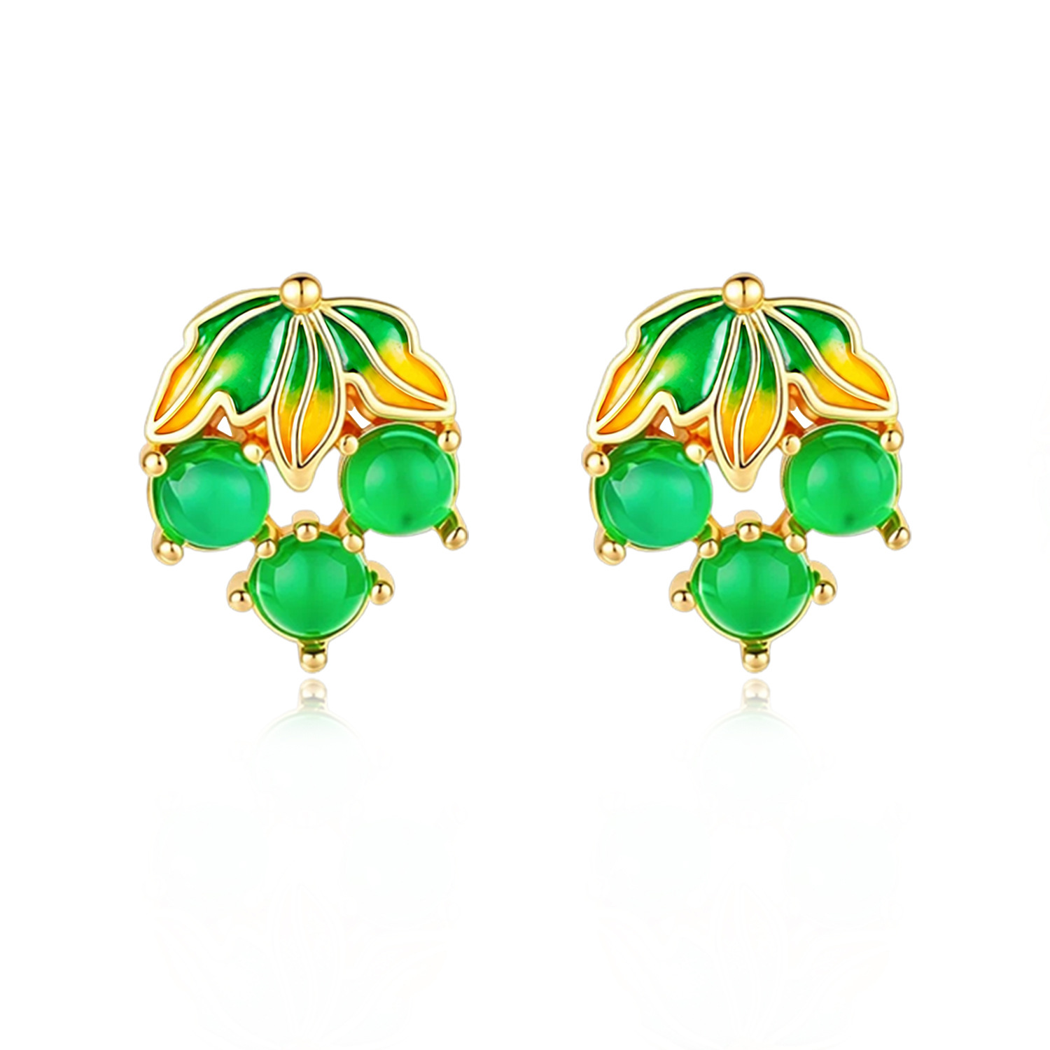 ต่างหูหยกพม่าลายองุ่น เครื่องป - Earrings บทวิจารณ์และราคา