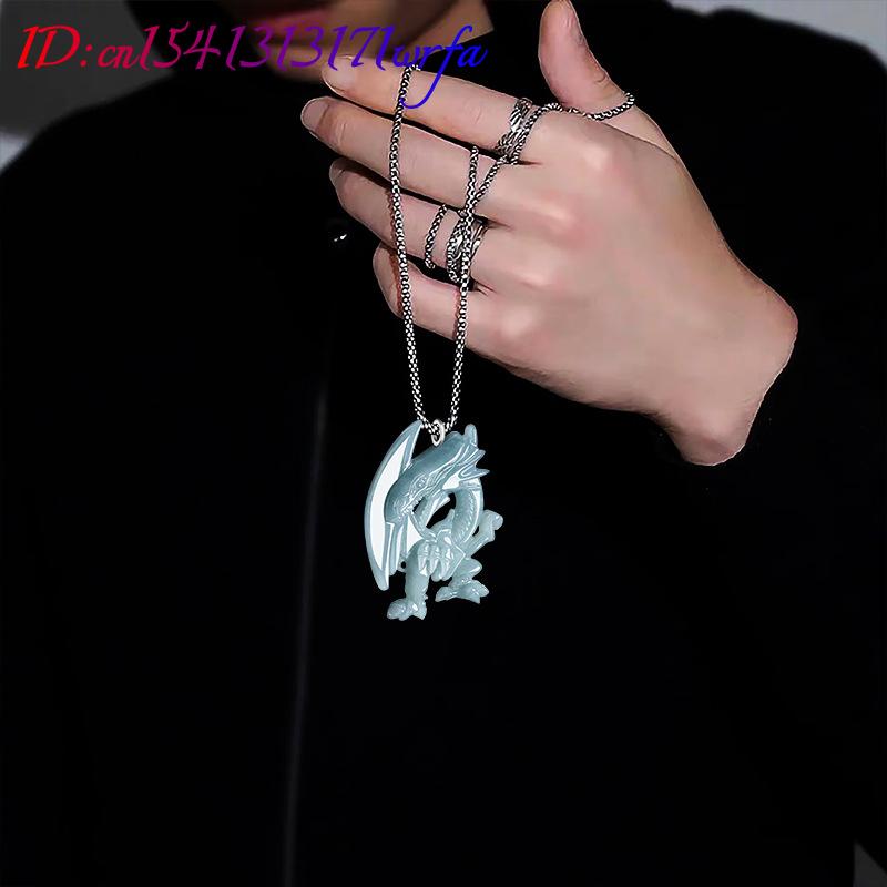 Blue พม่า Jadeite มังกรจี้สร้อ - Necklaces บทวิจารณ์และราคา