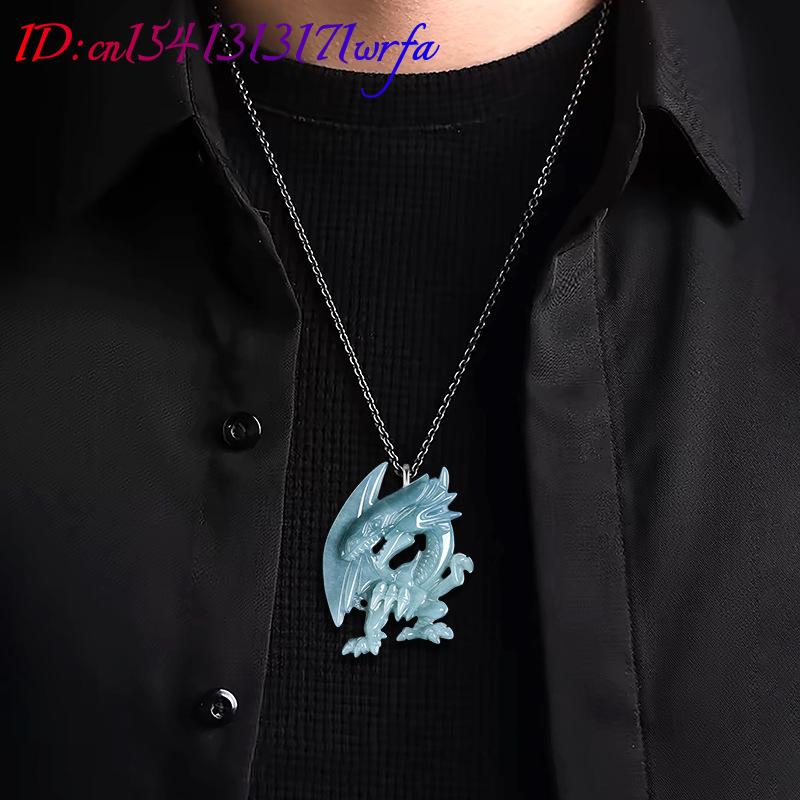 Blue พม่า Jadeite มังกรจี้สร้อ - Necklaces บทวิจารณ์และราคา