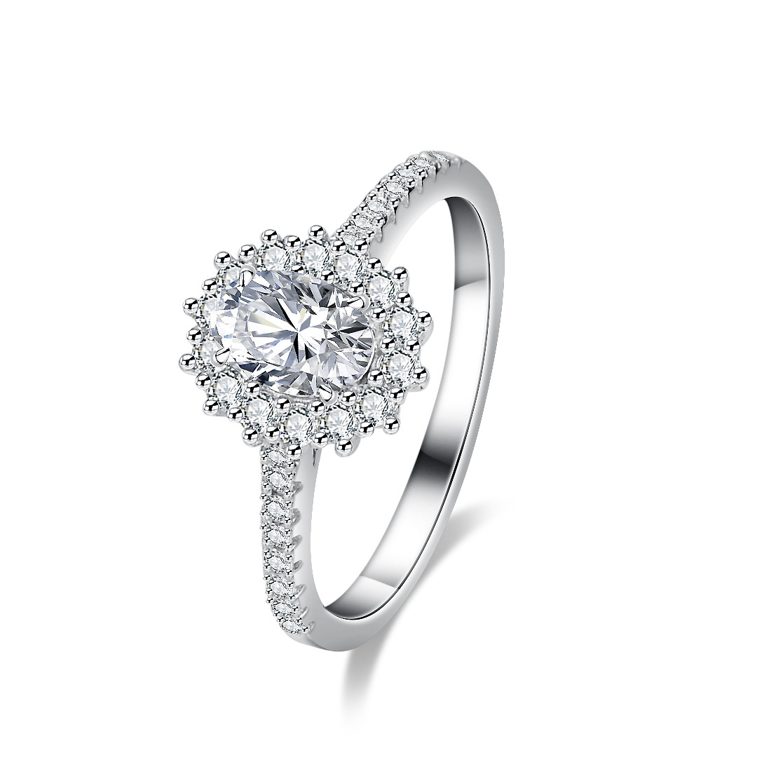 แหวนมอยส์ซาไนต์ทรงไข่สำหรับผู้ - Moissanite Engagement Ring 1 Carat บทวิจารณ์และราคา