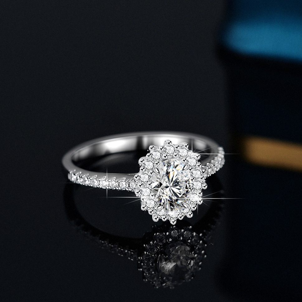 แหวนมอยส์ซาไนต์ทรงไข่สำหรับผู้ - Moissanite Engagement Ring 1 Carat บทวิจารณ์และราคา