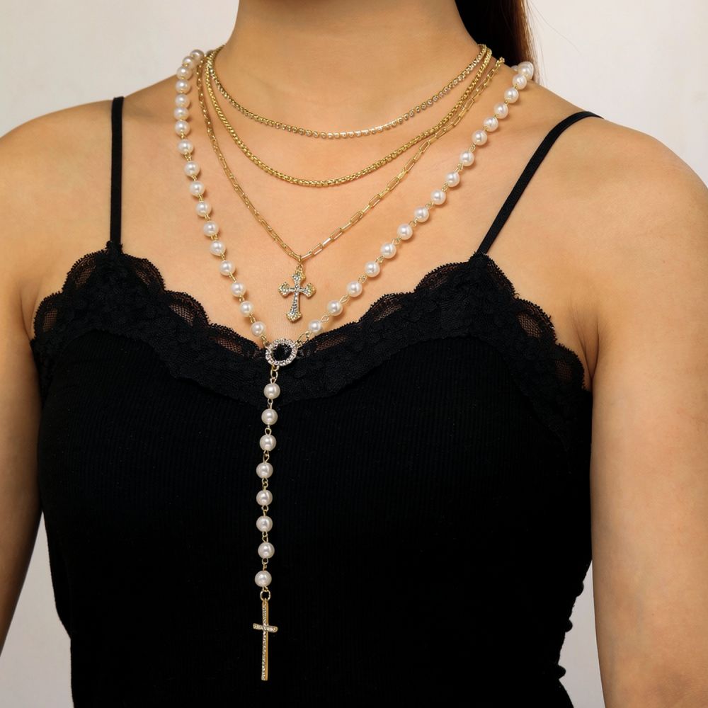 สร้อยคอจี้กากบาทแบบเลเยอร์หรูห - Layered Pendant Necklace Aesthetic บทวิจารณ์และราคา
