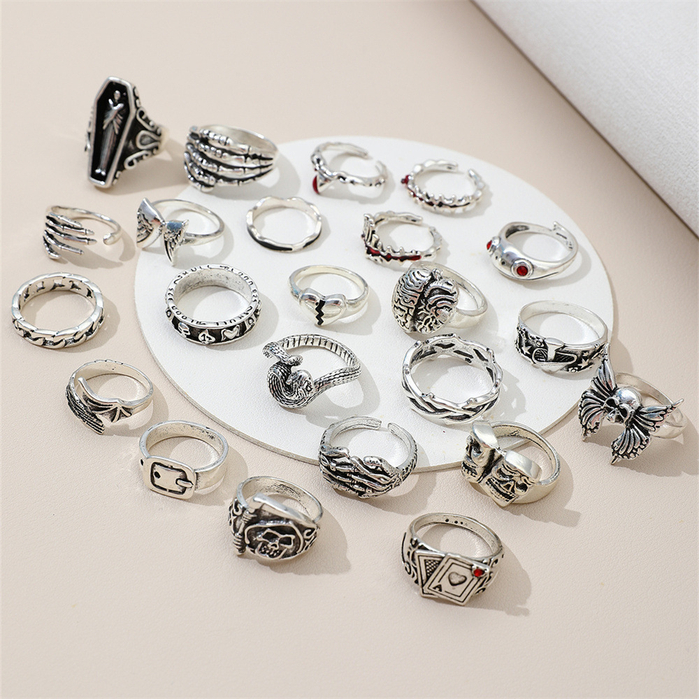 ชุดแหวนนิ้วสไตล์พังก์ ลายเรขาค - Vintage Punk Knuckle Rings Set บทวิจารณ์และราคา