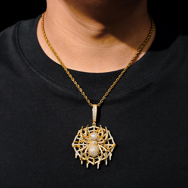 จี้แมงมุมโมอิสซาไนต์คุณภาพสูง  - 925 Sterling Silver Chain Necklace Men บทวิจารณ์และราคา