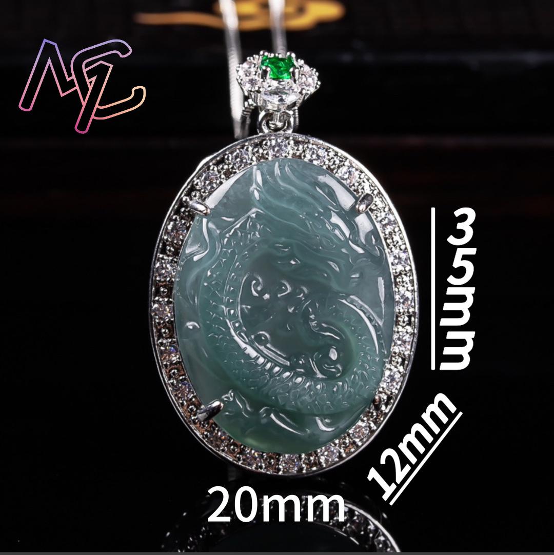 จี้หยกพม่ารูปมังกร สร้อยคอเงิน - 925 Sterling Silver Chain Necklace Men บทวิจารณ์และราคา