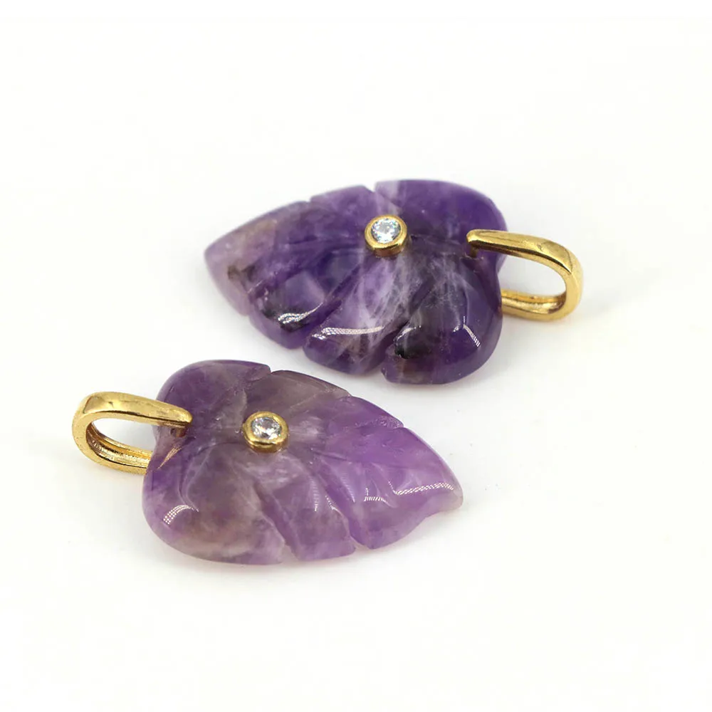 จี้คริสตัลรูปใบไม้สำหรับการบำบ - Crystal Pendant Necklace Natural Stone บทวิจารณ์และราคา
